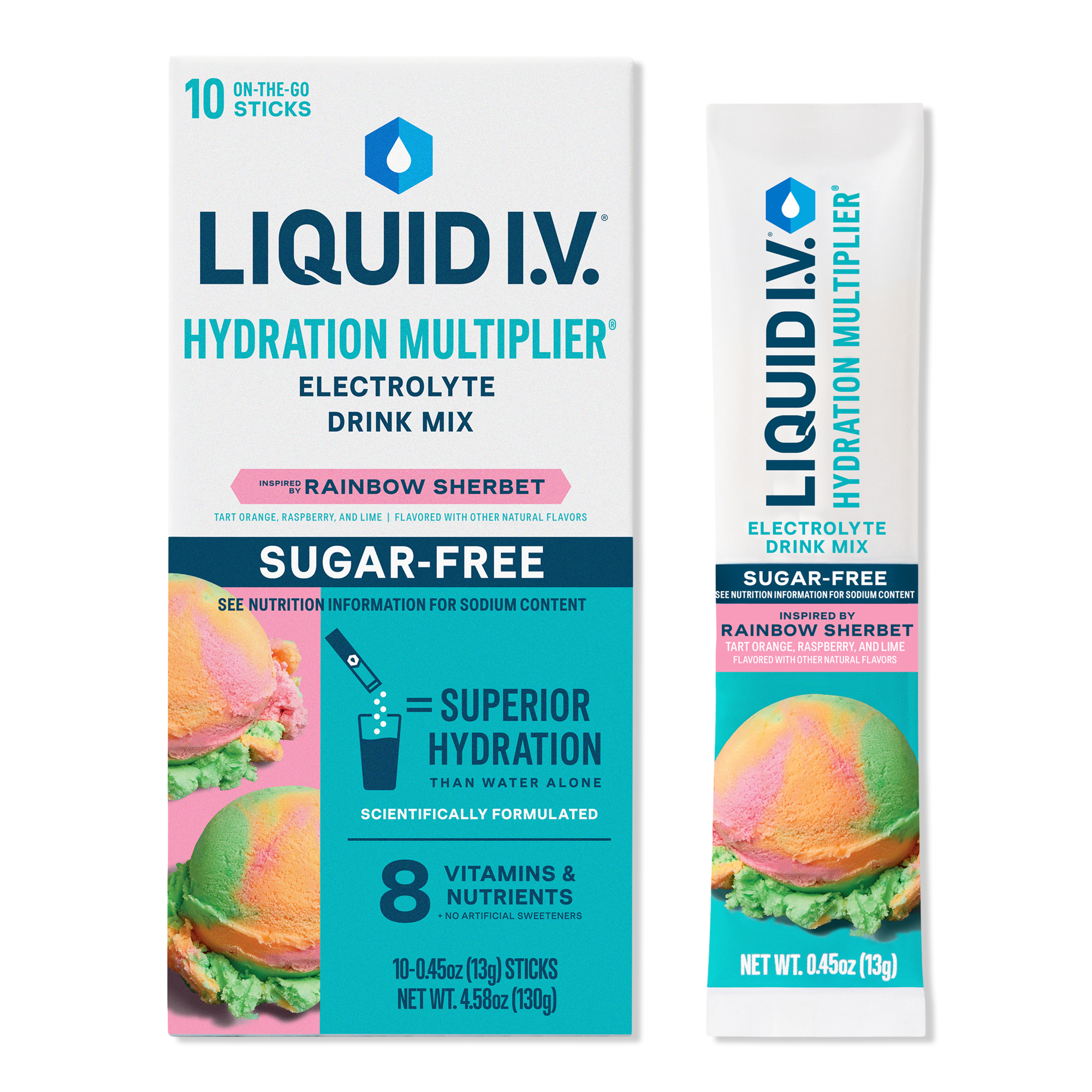 LIQUID I.V. Hydration Multiplier Electrolyte Drink Mix Sugar Free Rainbow Sherbet #1