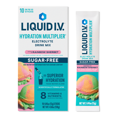 LIQUID I.V. Hydration Multiplier Electrolyte Drink Mix Sugar Free Rainbow Sherbet