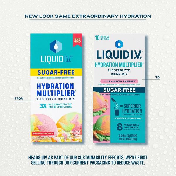 LIQUID I.V. Hydration Multiplier Electrolyte Drink Mix Sugar Free Rainbow Sherbet #6