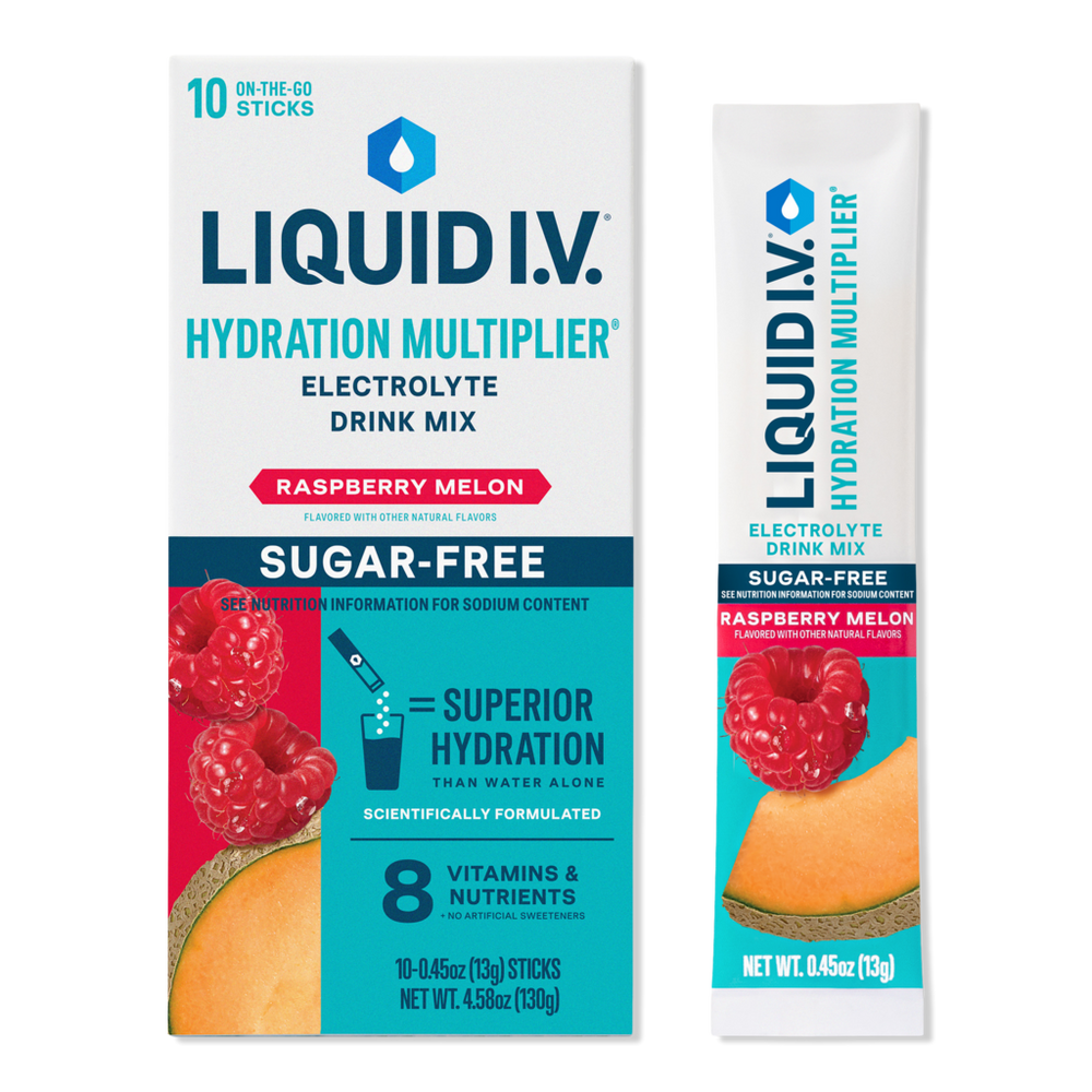 Liquid I.v. Hydration Multiplier Electrolyte Drink Mix Sugar Free Raspberry Melon