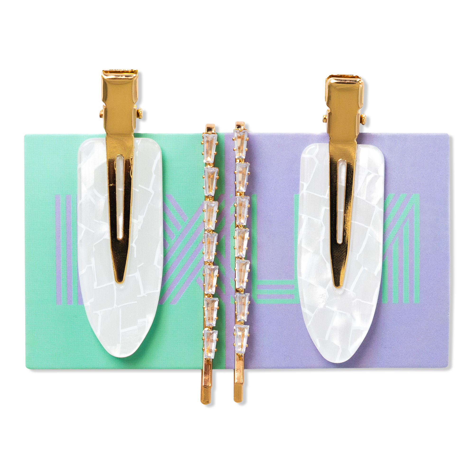 Locks & Mane Quartz & Gold Barrette Set #1