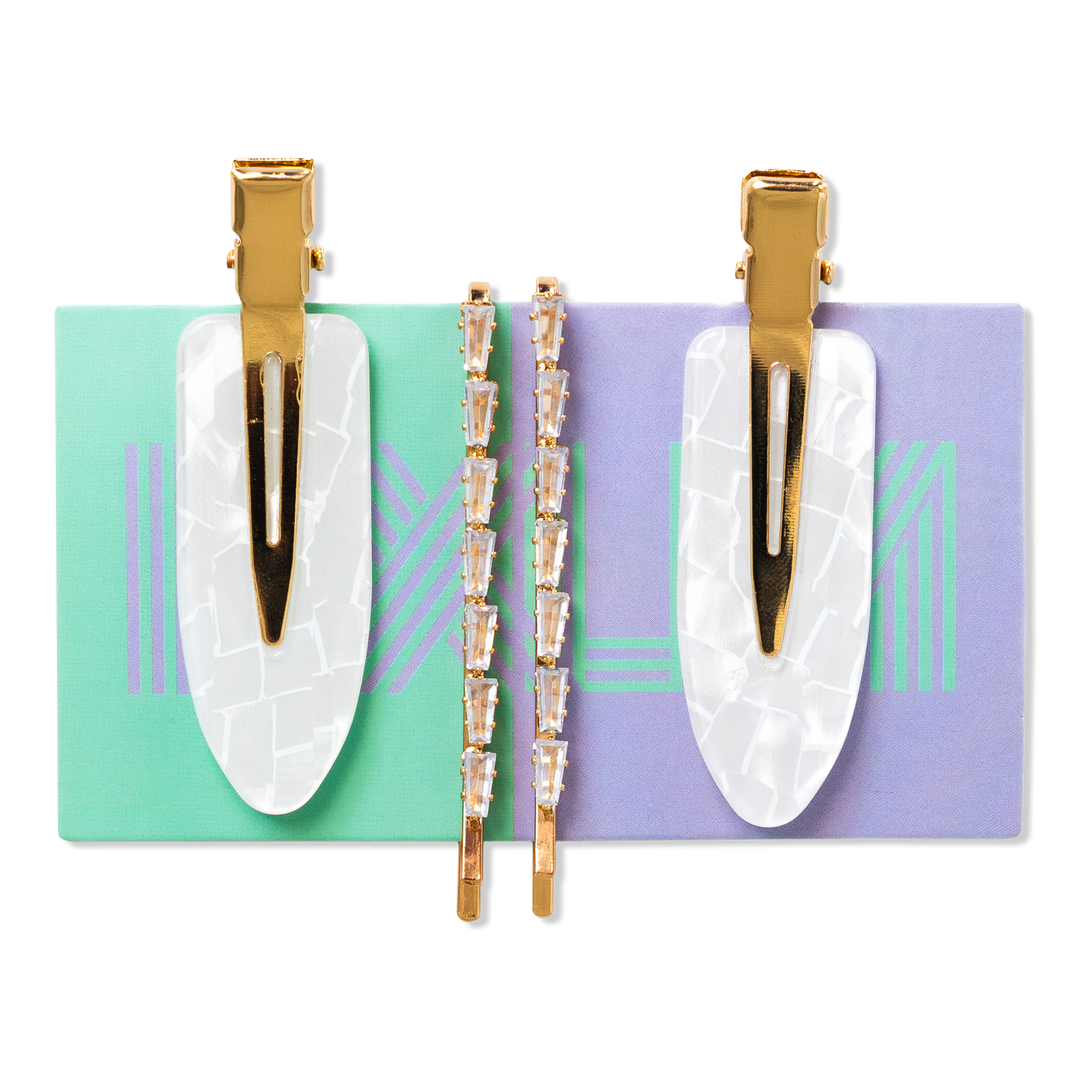 Locks & Mane Quartz & Gold Barrette Set #1