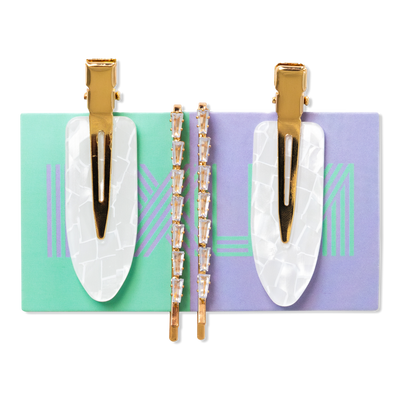 Locks & Mane Quartz & Gold Barrette Set