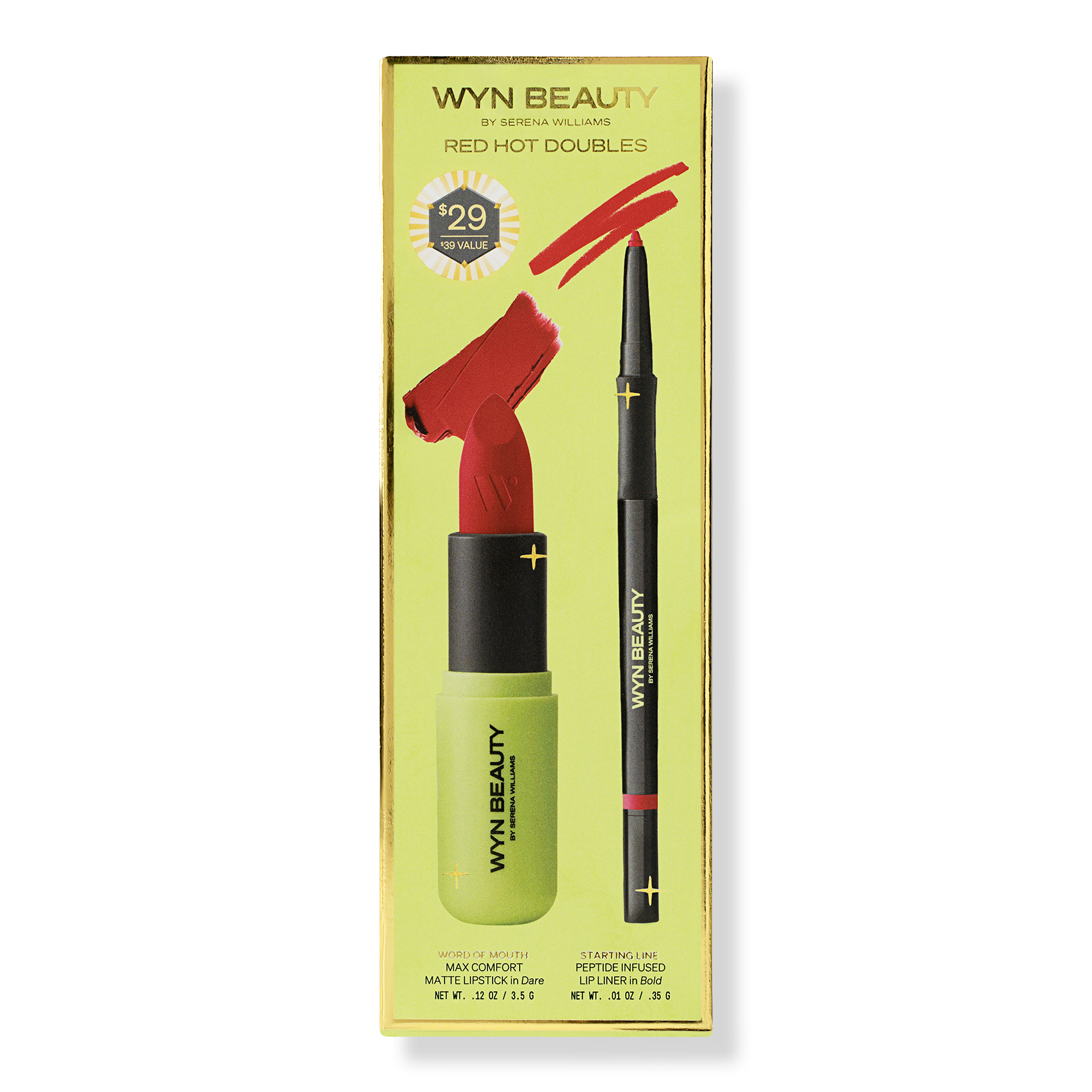 WYN BEAUTY Red Hot Doubles Matte Lipstick & Liner Set #1