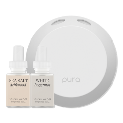 Pura Pura x Studio McGee Sea Salt Driftwood / White Bergamot Smart Diffuser Set