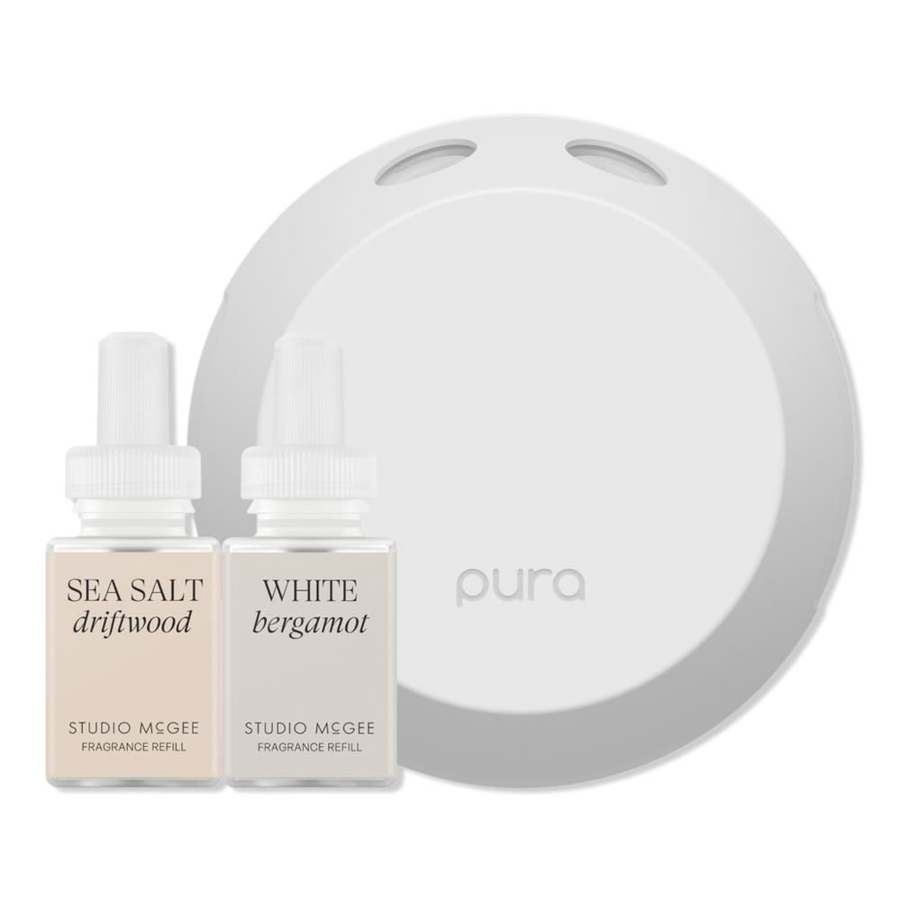 Pura X Studio Mcgee Sea Salt Driftwood / White Bergamot Smart Diffuser Set