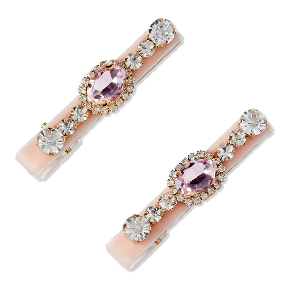 Wicked Pink Velvet-Wrapped Salon Clips With Stones