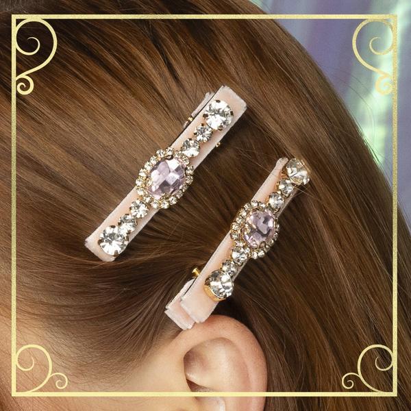 Scünci Wicked Pink Velvet-Wrapped Salon Clips With Stones #6