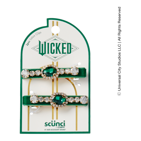 Scünci Wicked Green Velvet-Wrapped Salon Clips With Stones #2