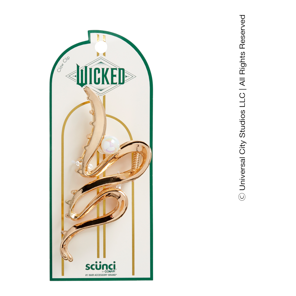 Wicked Glinda Gold W/Pearl Wavy Metal Claw Clip