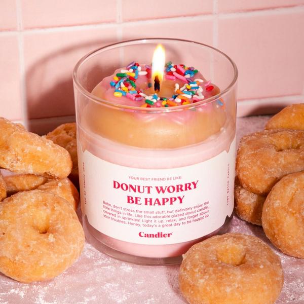 Candier Donut Worry Be Happy Candle #2