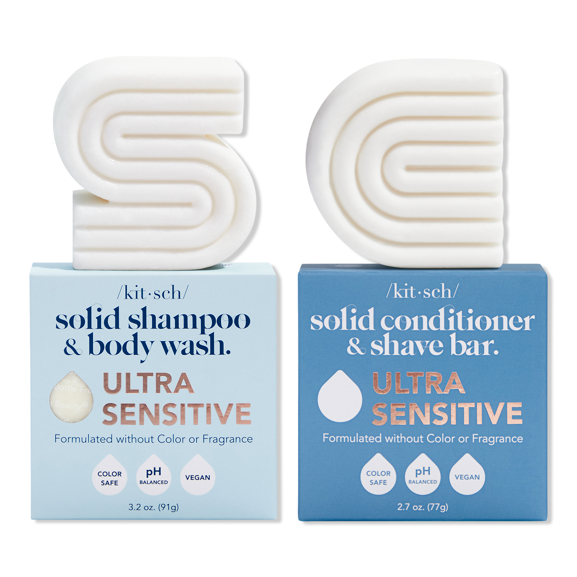 Kitsch Ultra Sensitive Solid Shampoo & Body Wash and Conditioner & Shave Bar Combo Pack #1