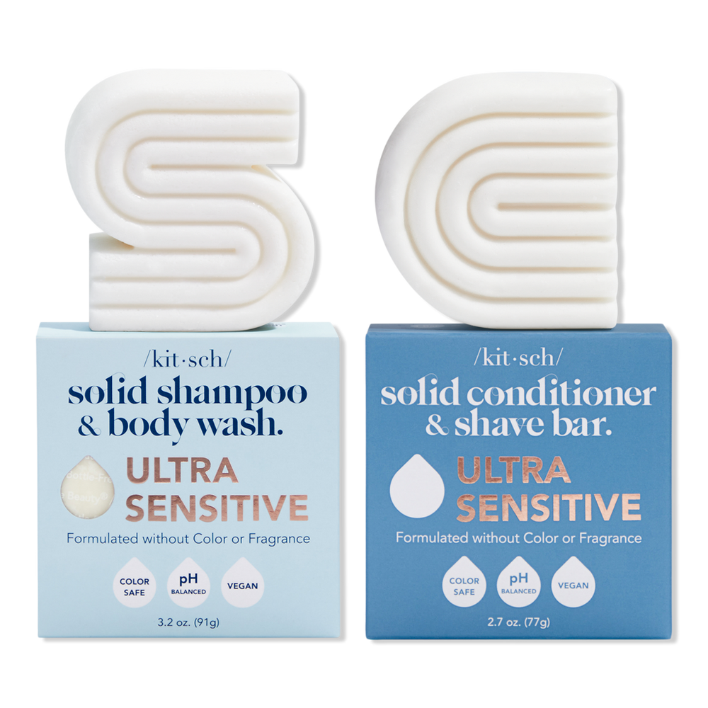 Kitsch Ultra Sensitive Solid Shampoo & Body Wash And Conditioner & Shave Bar Combo Pack