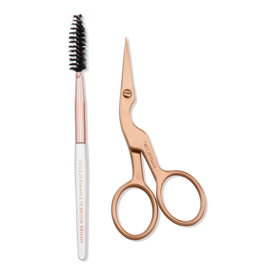 Tweezerman Rose Gold Brow Shaping Scissors and Brush