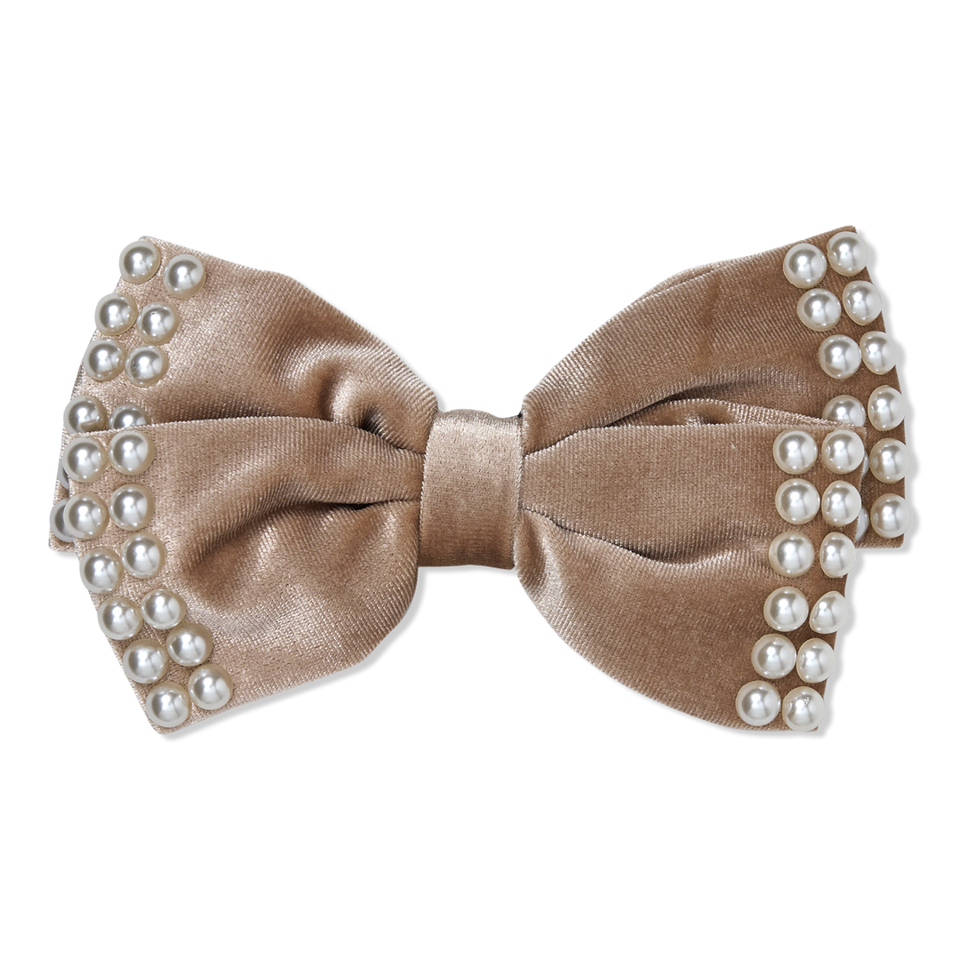 Scünci Holiday Velvet Bow With Pearls #1