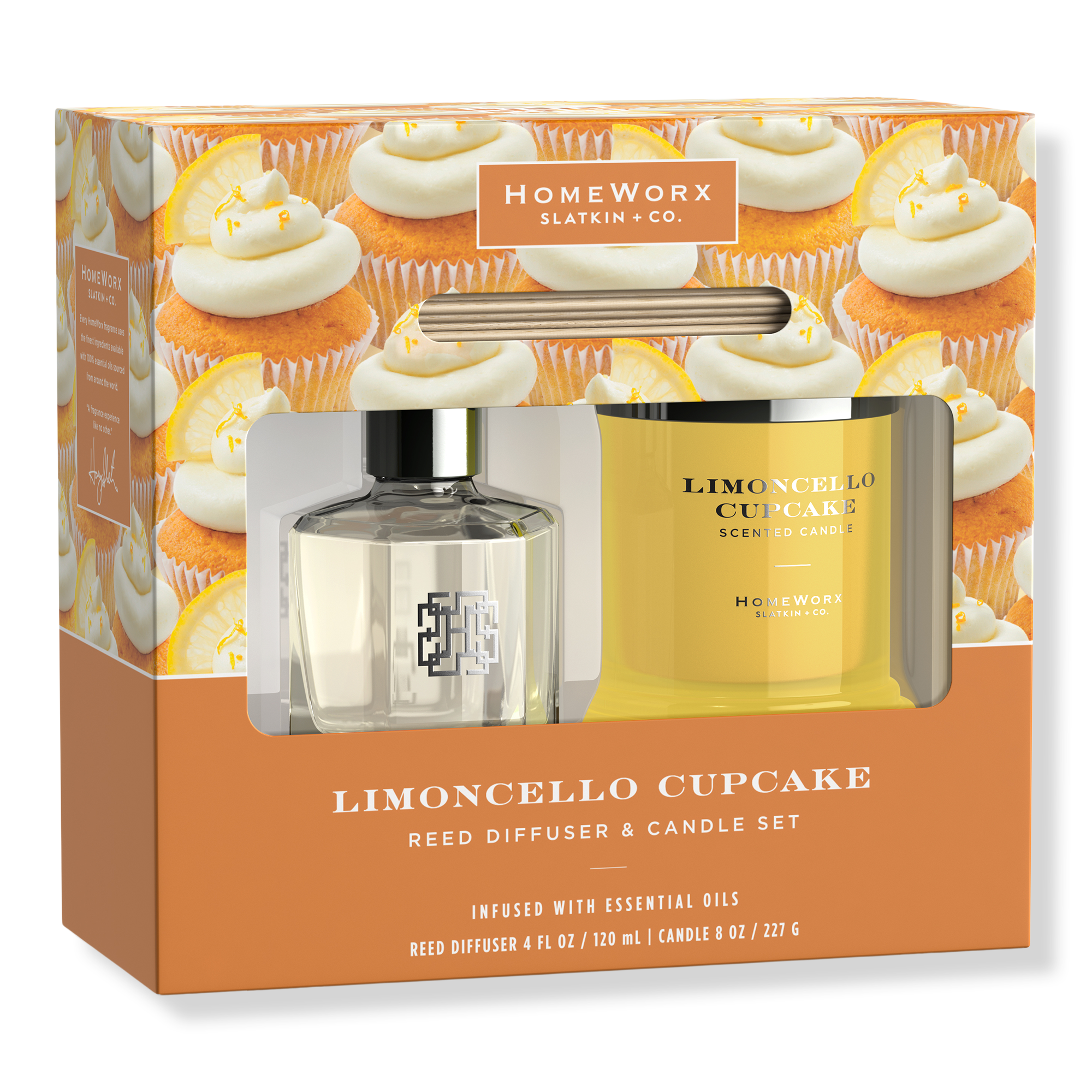 HomeWorx Limoncello Cupcake Scented Candle and Reed Stick Diffuser Gift Set #1