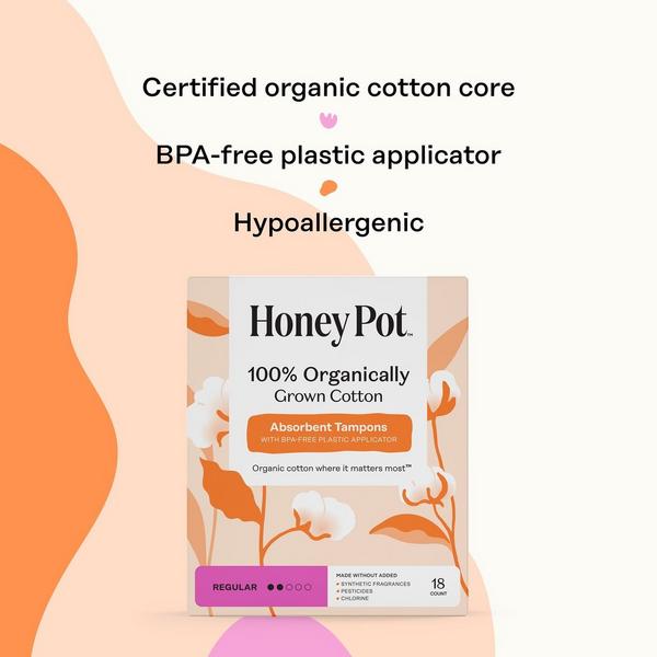 The Honey Pot Company Organic Cotton Regular, BPA-Free Applicator Tampons #5