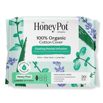 The Honey Pot Company Herbal Heavy Flow Pantiliners with Wings