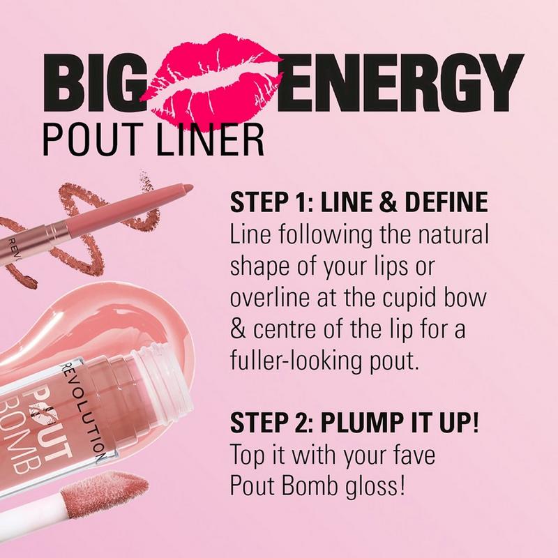 Revolution Beauty - Kiss Baby Pink Pout Bomb Plumping Lip Liner
