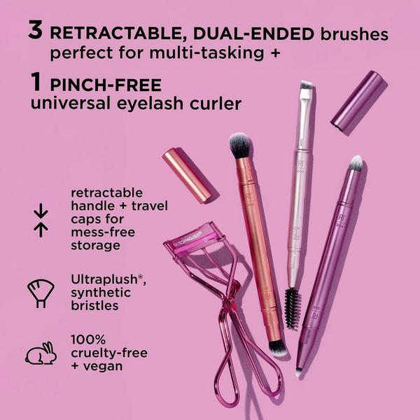 Real Techniques Double Time Makeup Brush + Lash Curler Set #3