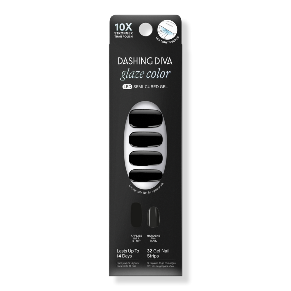Dashing Diva Glaze Color Semi-cured Gel Nail Strips - Real Black