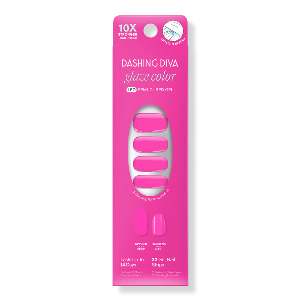 Dashing Diva Glaze Color Semi-cured Gel Nail Strips - Magenta Madness