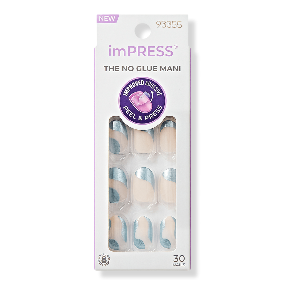 Kiss Impress Design Short Press-on Manicure Nails - Slip Dress