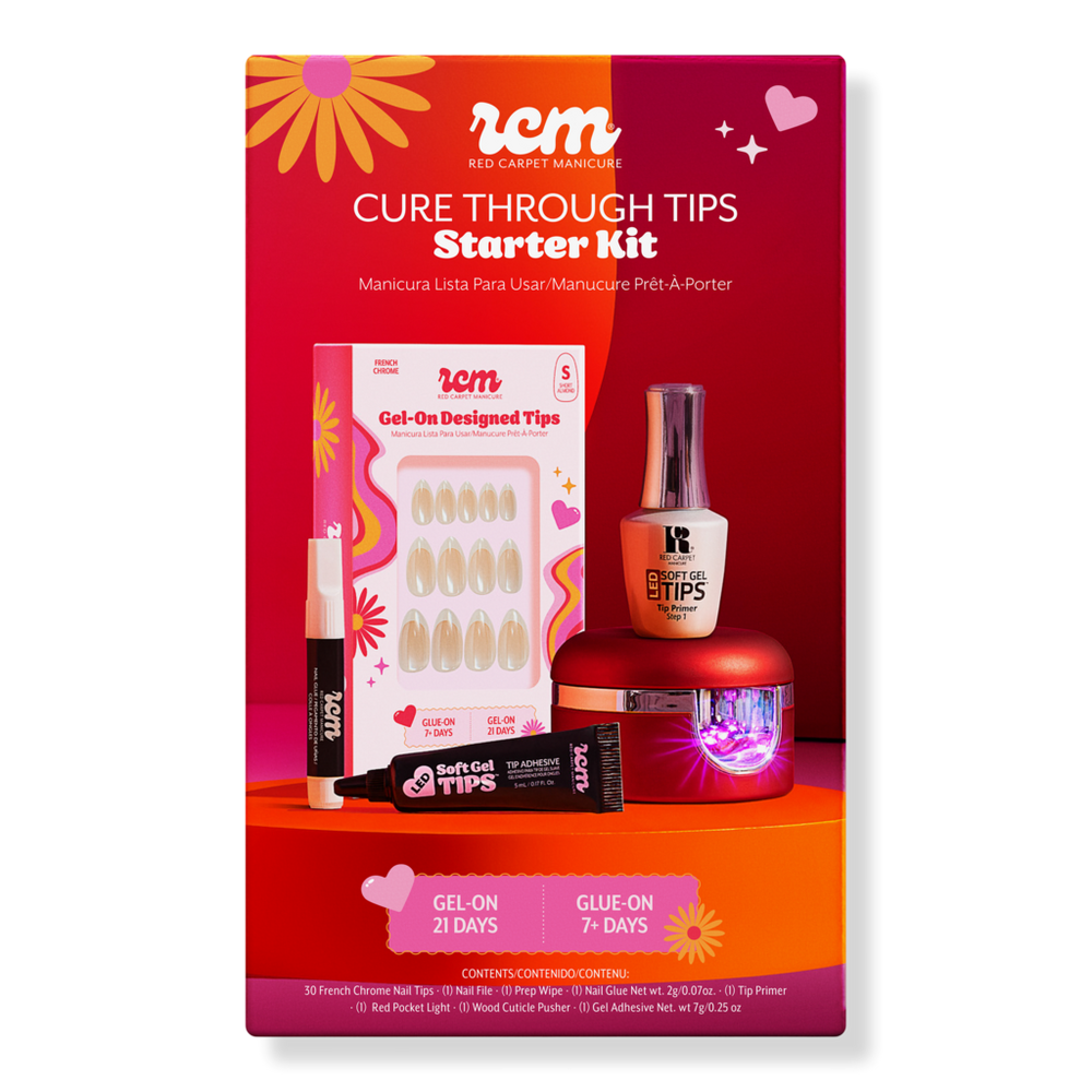 Red Carpet Manicure Gel-On Cure Through Designed Nail Art Tips Starter Kit