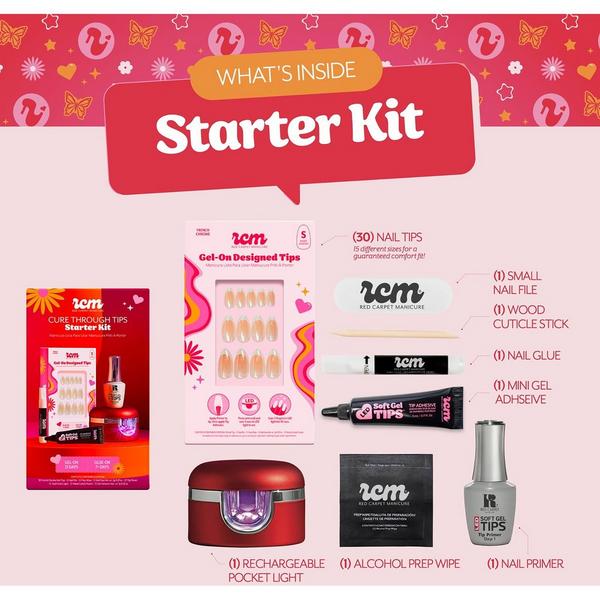 Red Carpet Manicure Gel-On Cure Through Designed Nail Art Tips Starter Kit #2