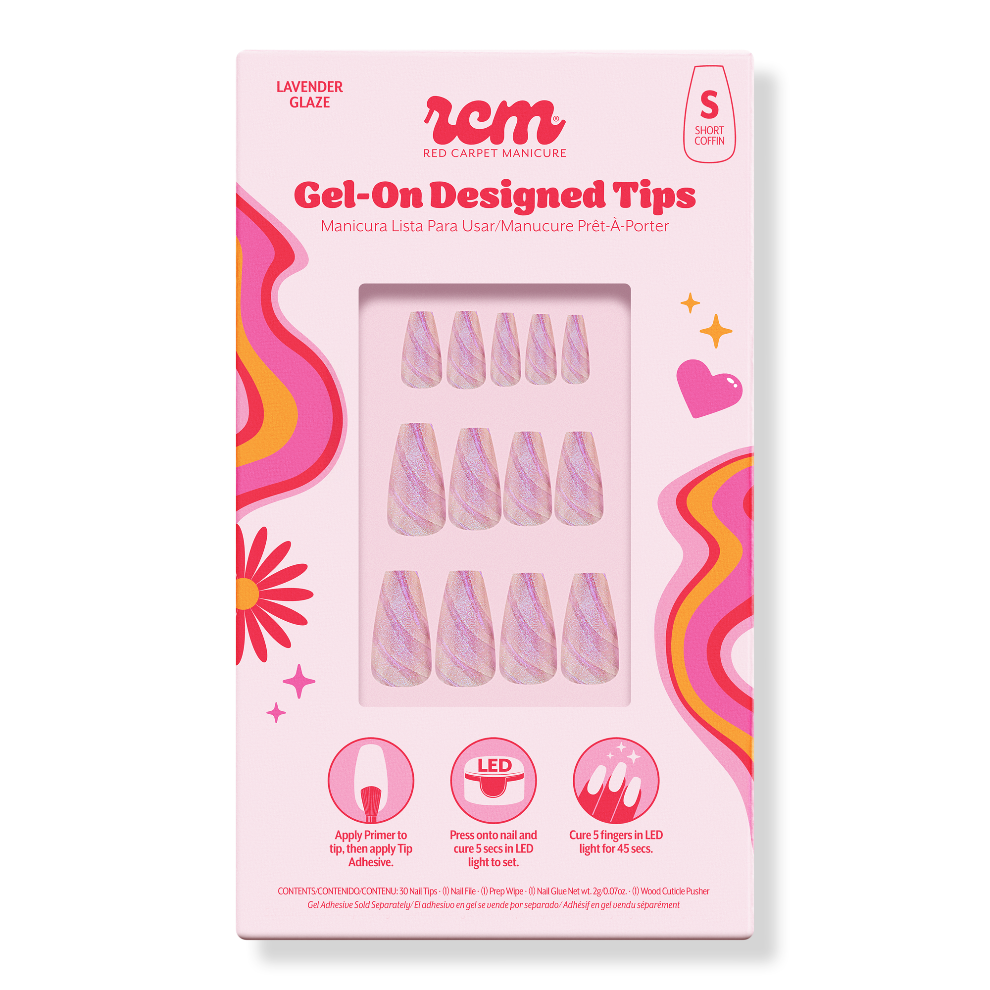 Red Carpet Manicure Gel-On LED Cured Designed Nail Art Tips #1