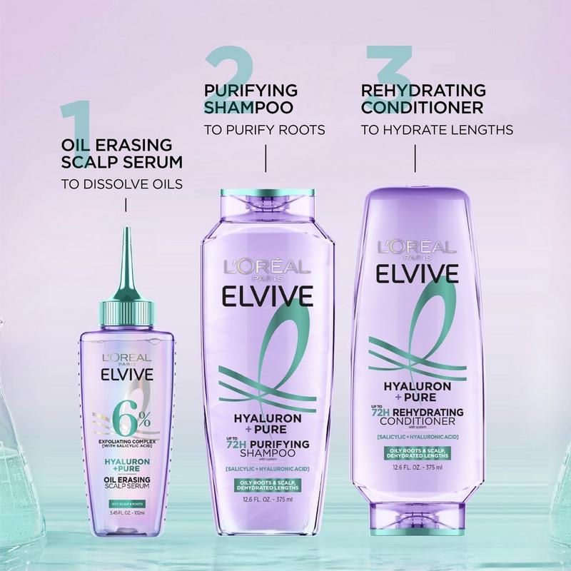 L'Oréal - Elvive Hyaluron Pure Oil Erasing Serum, For Oily Hair