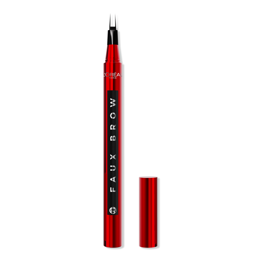 L'oreal Faux Brow Ultra Fine Double-brush Tip Brow Filling Pen - Soft Black In Black