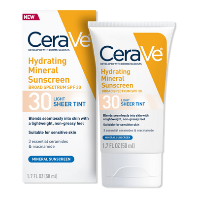 CeraVe Hydrating Mineral Sunscreen Face Lotion with Sheer Tint SPF 30