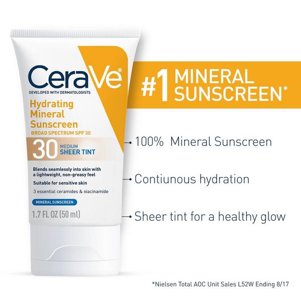 CeraVe Hydrating Mineral Sunscreen Face Lotion with Sheer Tint SPF 30 #3