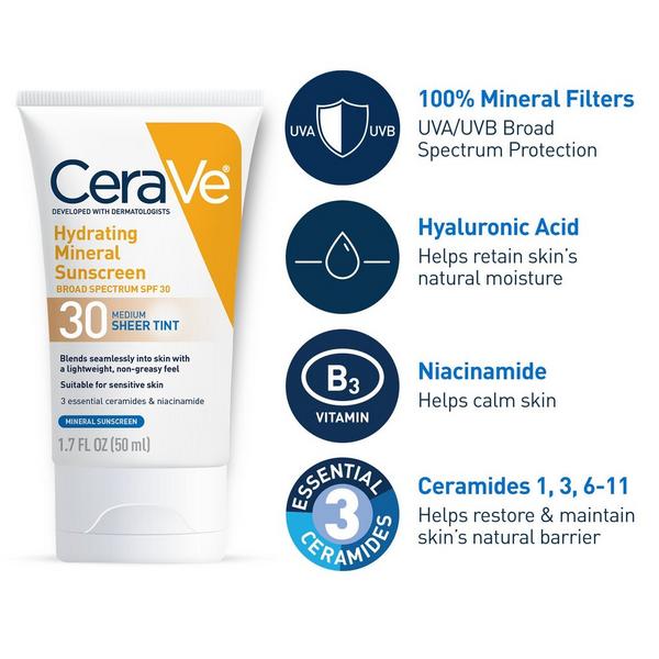 CeraVe Hydrating Mineral Sunscreen Face Lotion with Sheer Tint SPF 30 #5