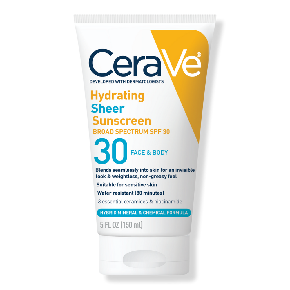 CeraVe Hydrating Sheer Sunscreen Face and Body Lotion with SPF 30 - 5.0 oz