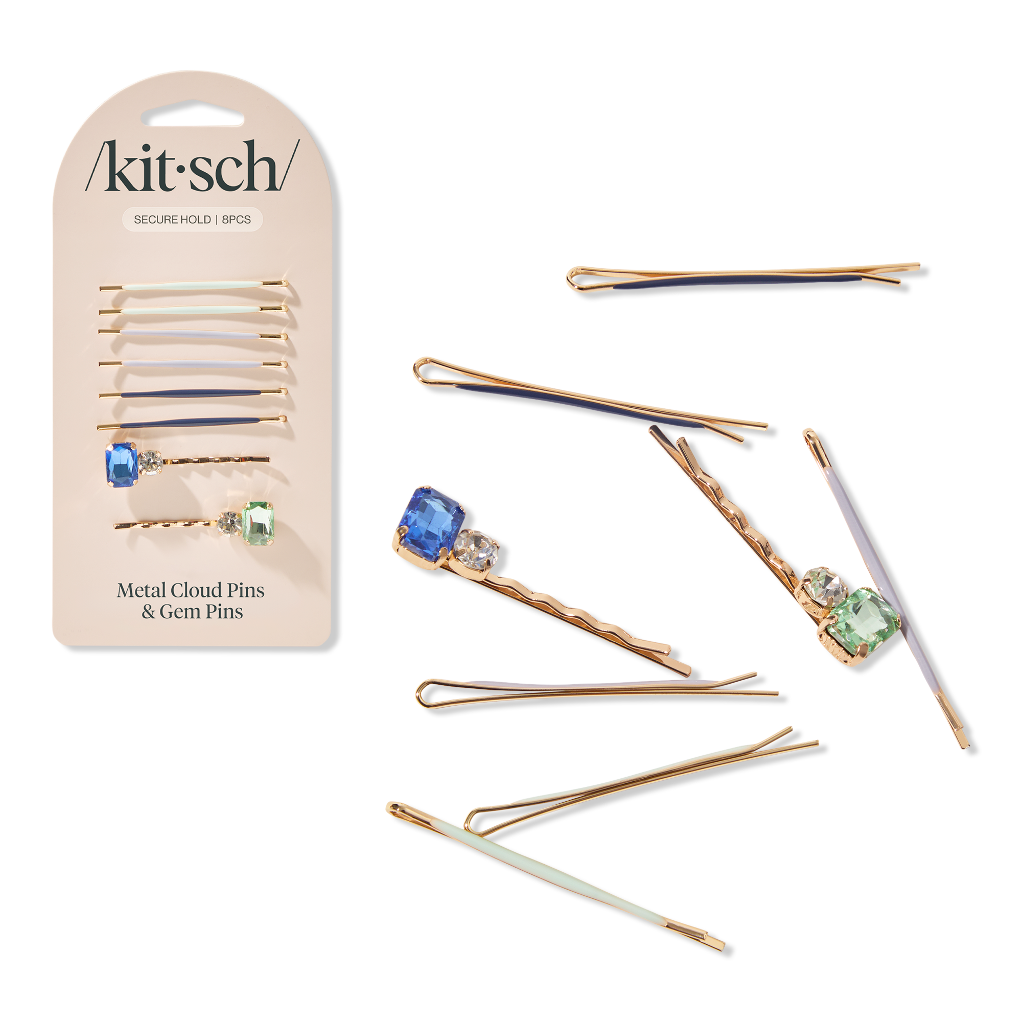 Kitsch Cloud & Gem Bobby Pins 8 Piece Set #1