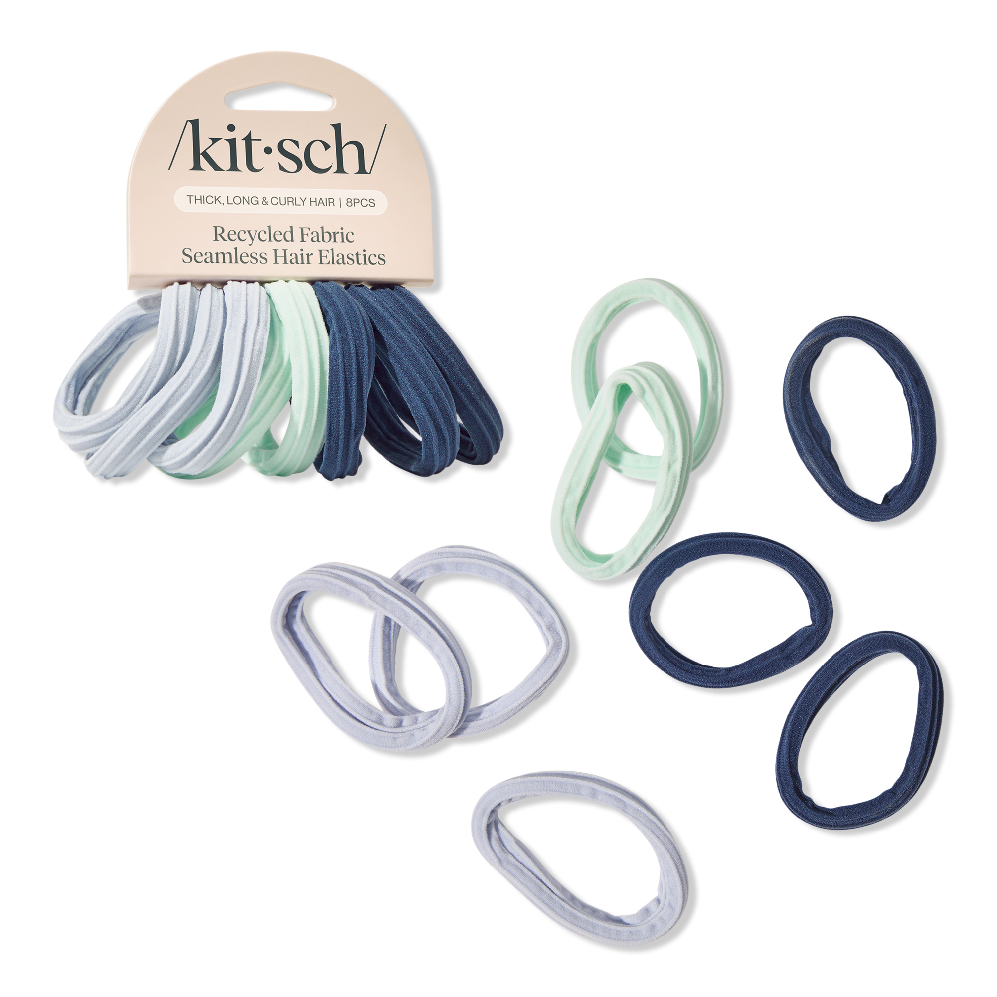 Kitsch Recycled Fabric Seamless Hair Elastics 8 Piece Set #1