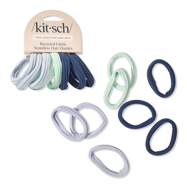 Kitsch Recycled Fabric Seamless Hair Elastics 8 Piece Set #1