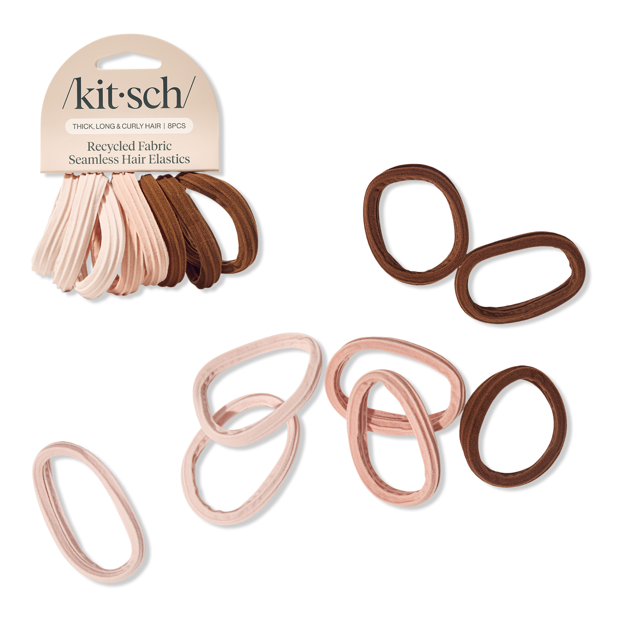 Kitsch Recycled Fabric Seamless Hair Elastics 8 Piece Set #1