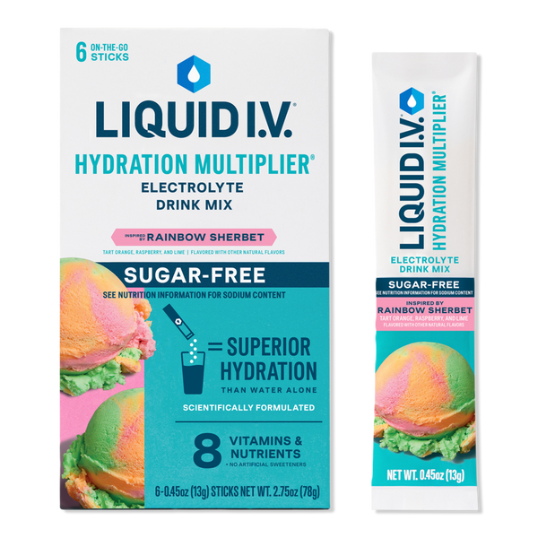 LIQUID I.V. Hydration Multiplier Electrolyte Drink Mix Sugar Free Rainbow Sherbet #1