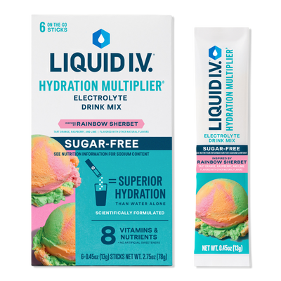 LIQUID I.V. Hydration Multiplier Electrolyte Drink Mix Sugar Free Rainbow Sherbet