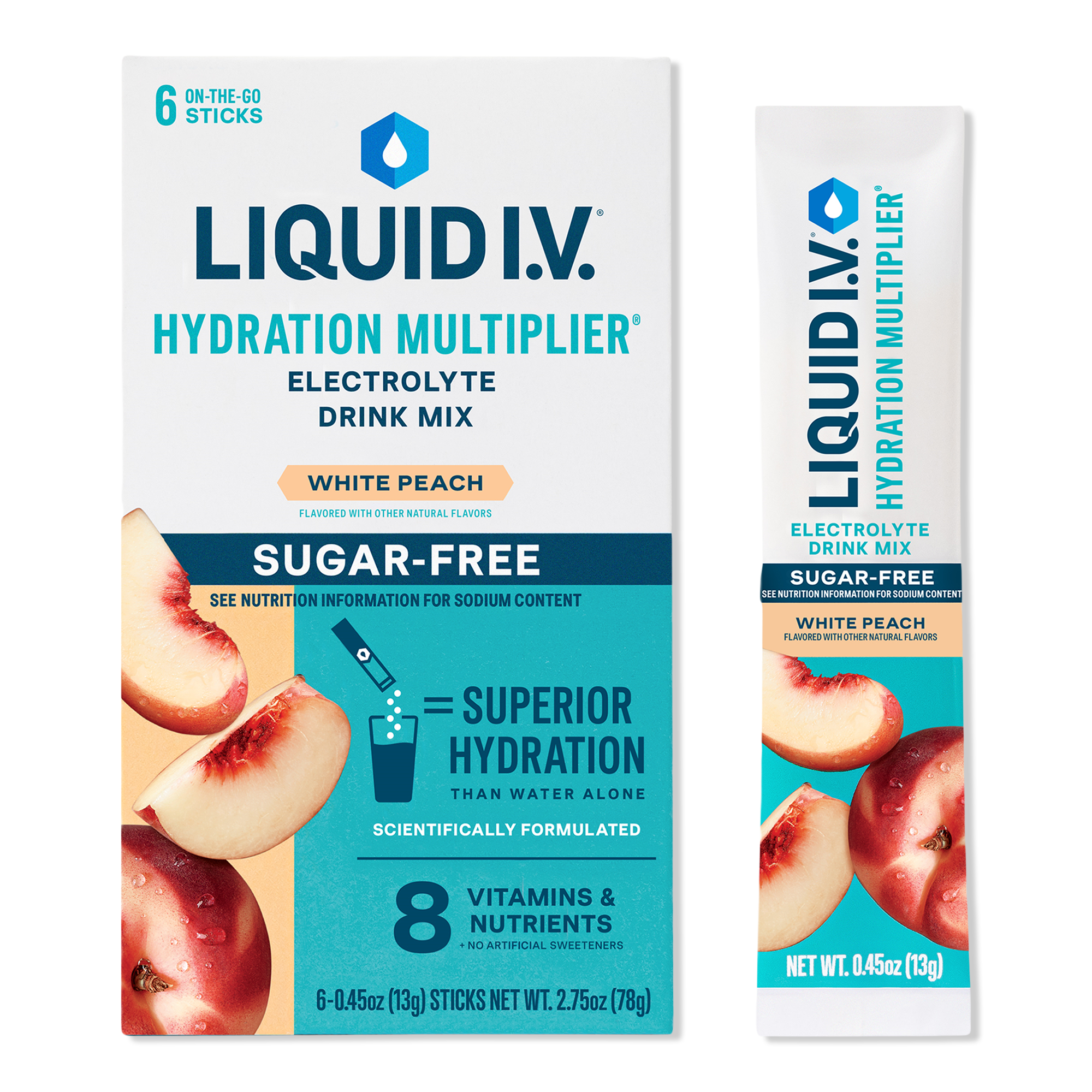 LIQUID I.V. Hydration Multiplier Electrolyte Drink Mix Sugar Free White Peach #1