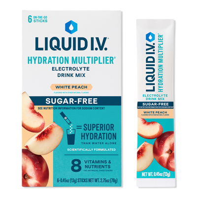 LIQUID I.V. Hydration Multiplier Electrolyte Drink Mix Sugar Free White Peach