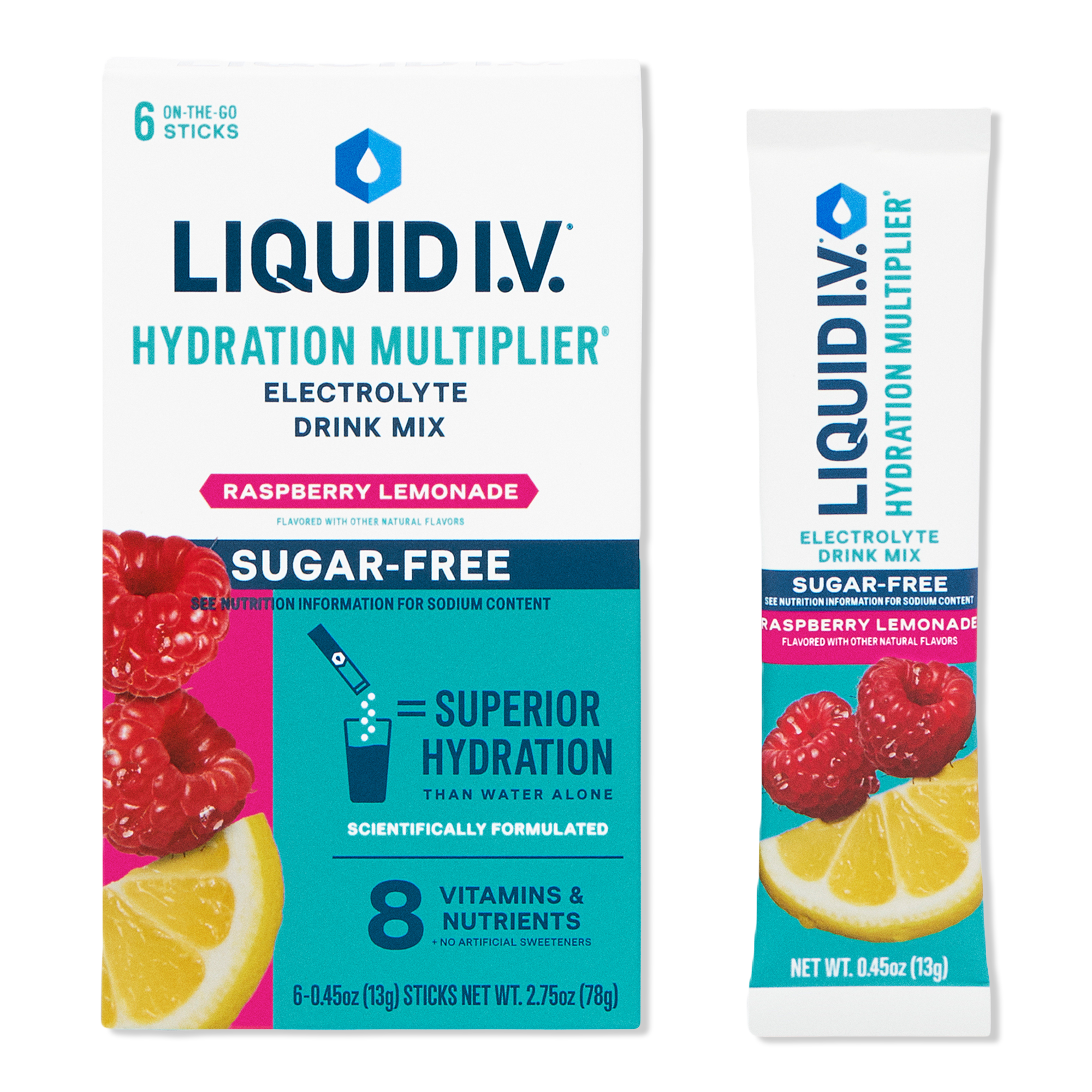 LIQUID I.V. Hydration Multiplier Electrolyte Drink Mix Sugar Free Raspberry Lemonade #1