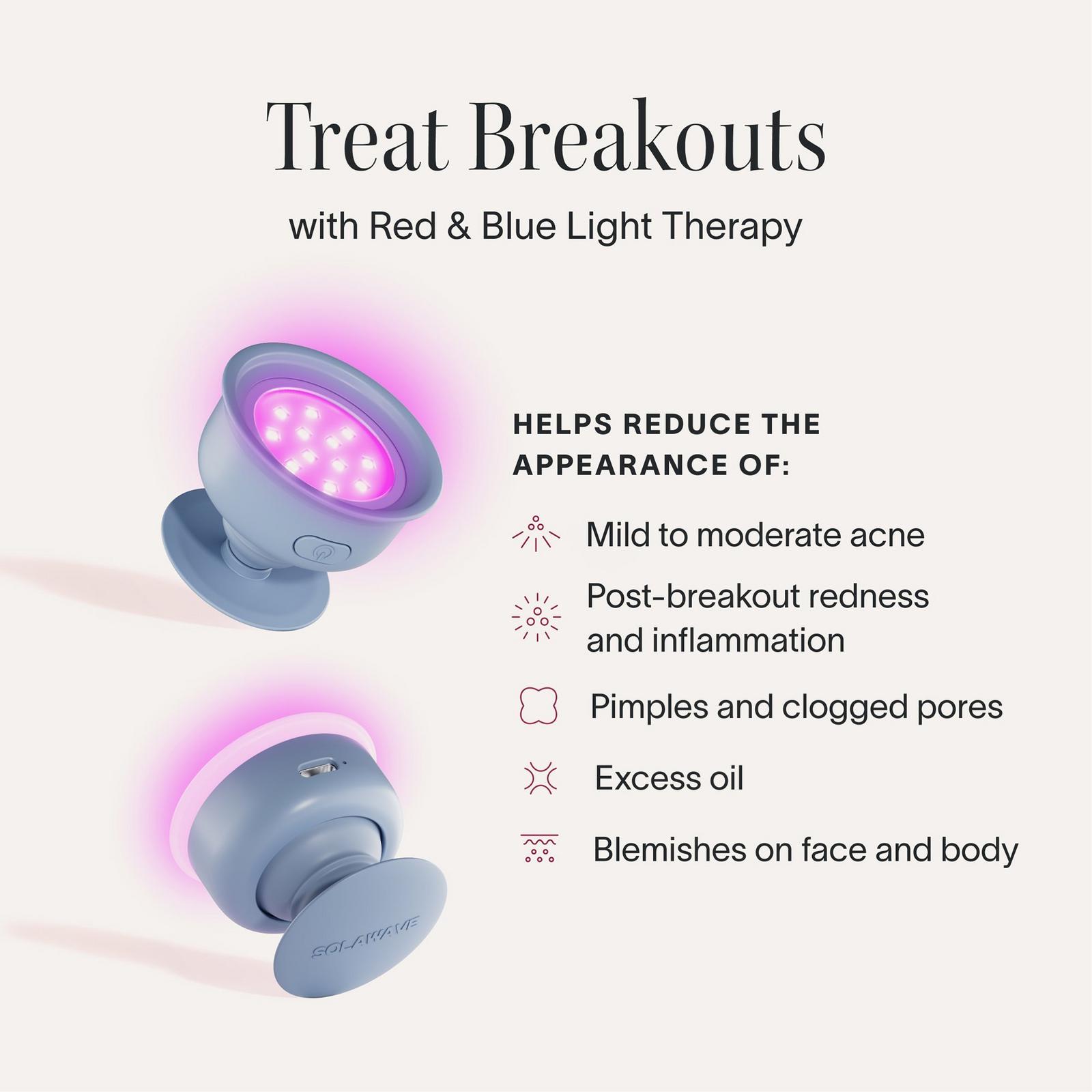 Bye Acne: 3-Minute Blue + Red Light Therapy Acne Treatment