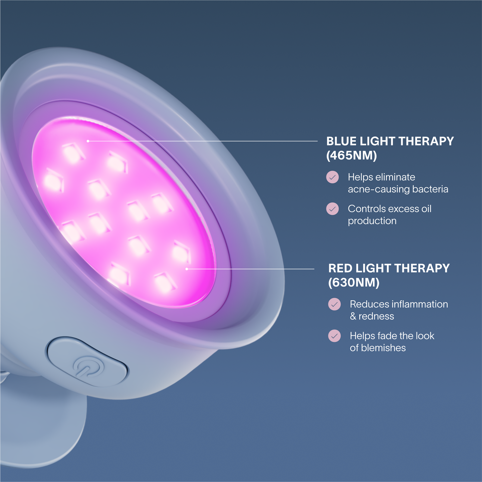 Bye Acne: 3-Minute Blue + Red Light Therapy Acne Treatment