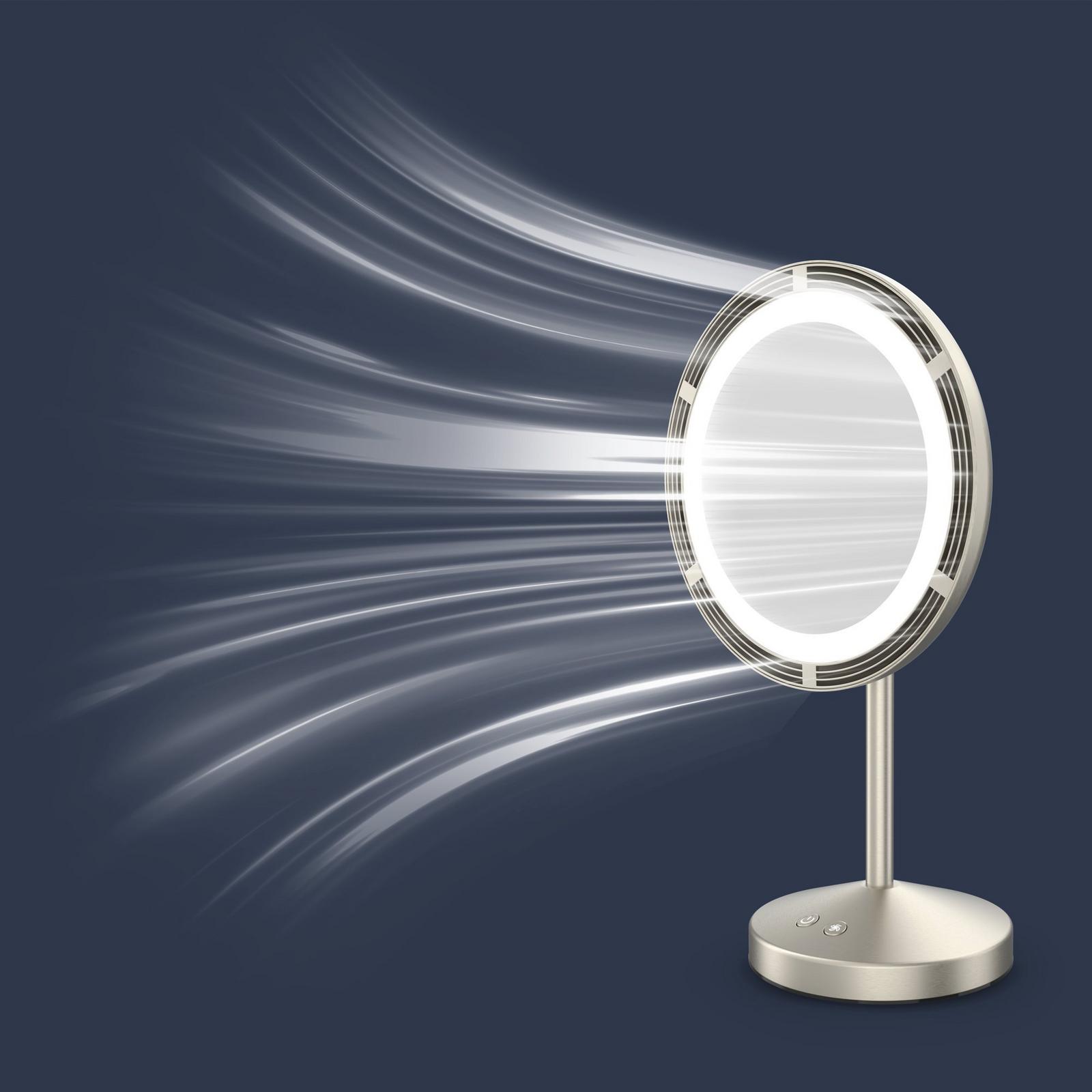 Brushed Satin Nickel Lighted Fan Mirror