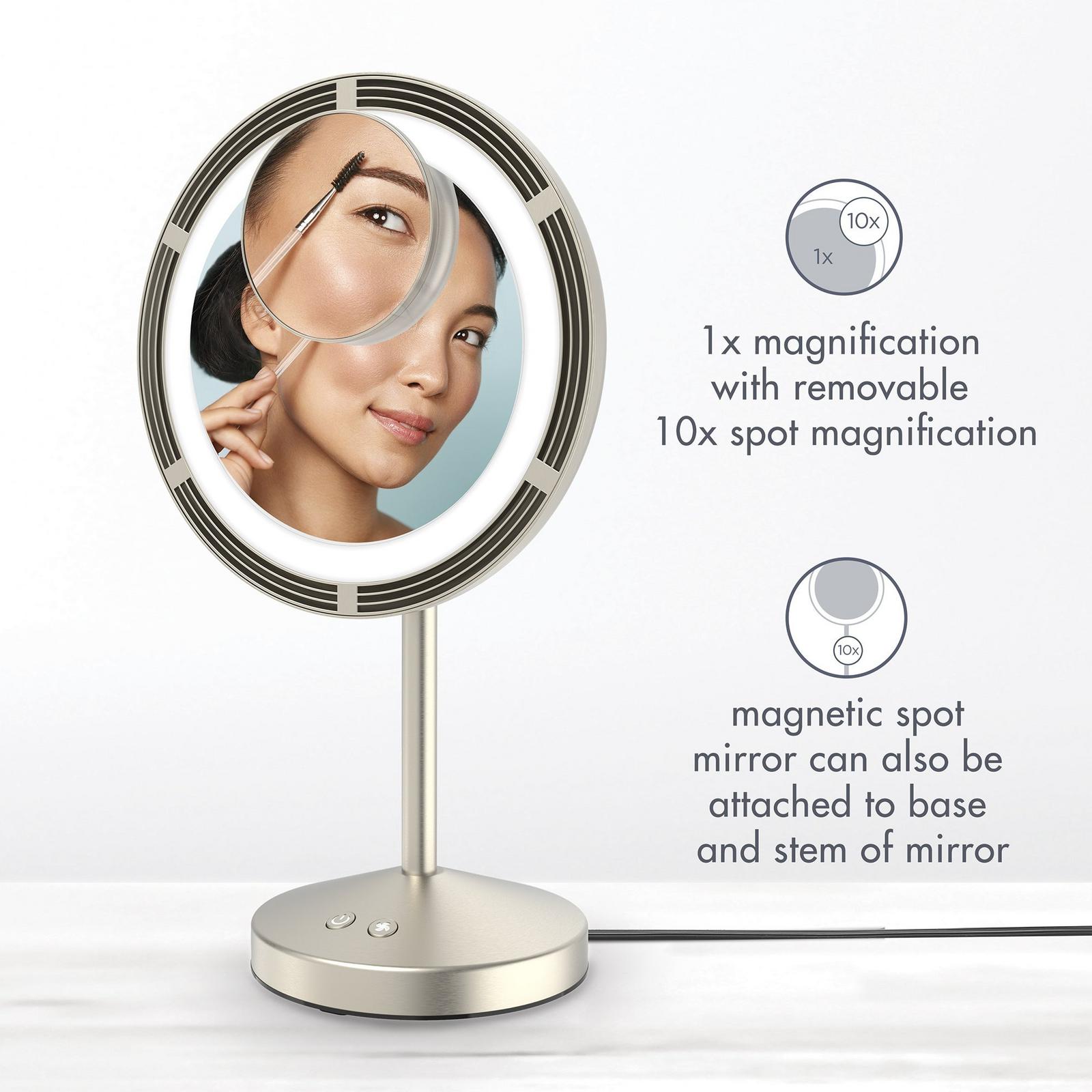 Brushed Satin Nickel Lighted Fan Mirror