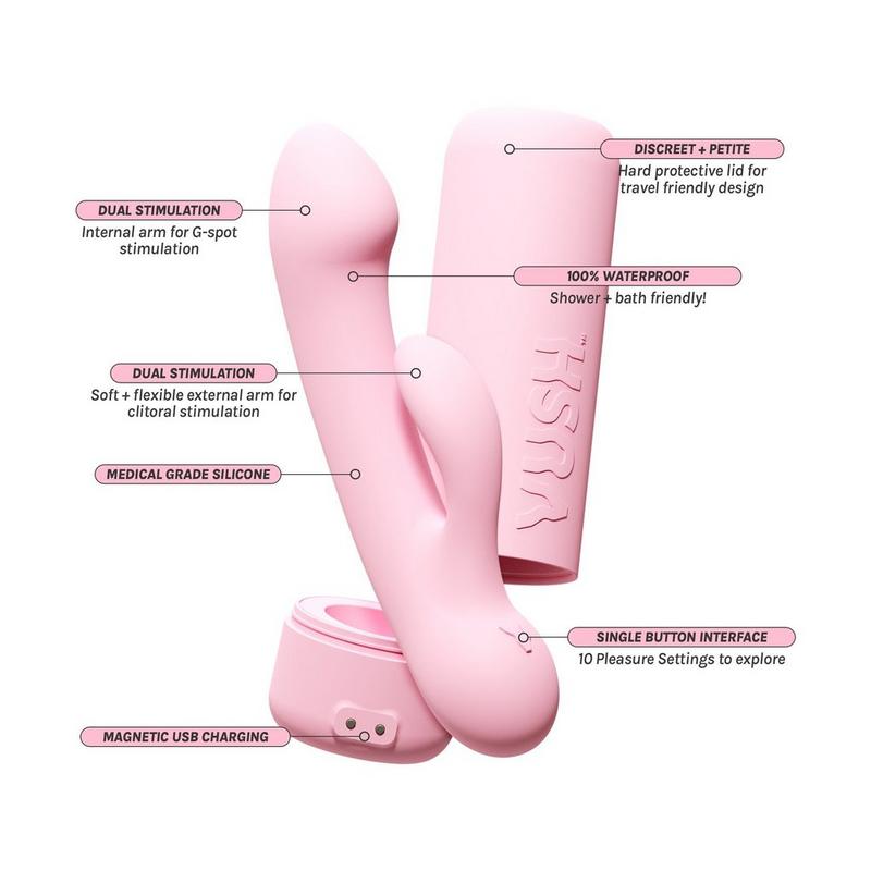 francesca sex doll VUSH - Glow - Compact + Rechargeable Pink Rabbit Vibrator with Travel Case